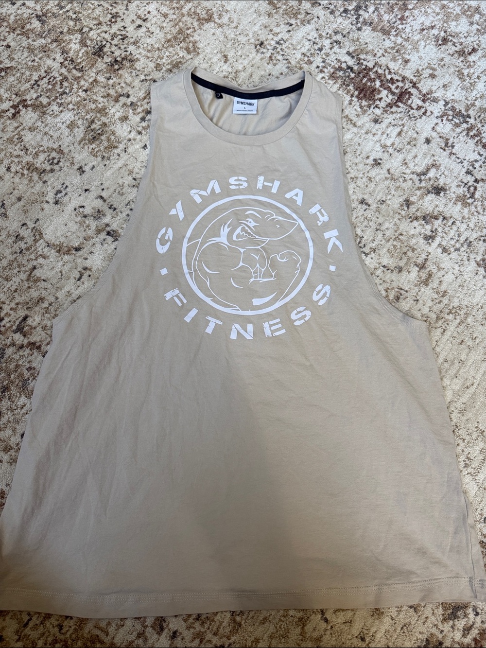 Gymshark Men's Tank Top in Tan with White Logo